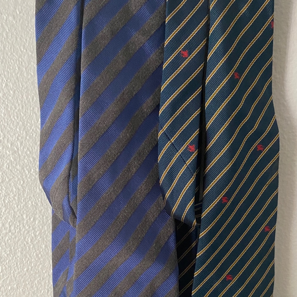 Bundle Burberry Blue and Green Striped Ties - Picture 6 of 6